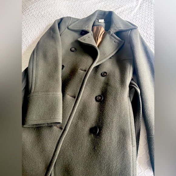 J. Crew Tailored Double Breasted Women Wool Coat in Green / Grey Color Size 4 - Picture 10 of 15